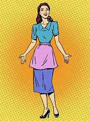 Image showing Friendly housewife beautiful woman retro style pop art