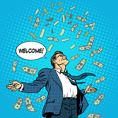 Image showing business concept success businessman flying money