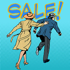 Image showing family running sale retro style pop art