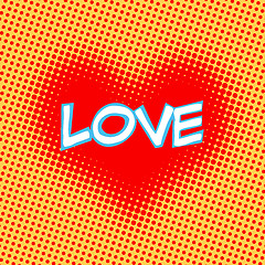 Image showing Love red heart inscription retro style pop art