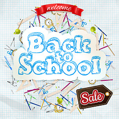 Image showing Back to school Sale Label card. EPS 10