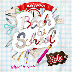 Image showing Back to school Sale Label card. EPS 10