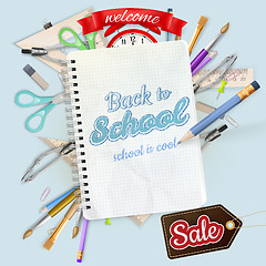 Image showing Back to school Sale Label card. EPS 10