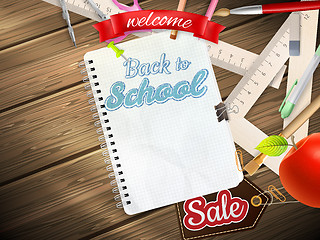 Image showing Back to school Sale Label card. EPS 10