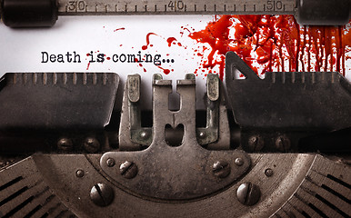 Image showing Bloody note - Vintage inscription made by old typewriter