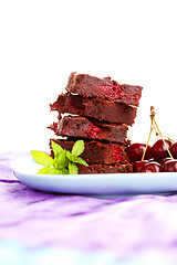 Image showing brownie with cherries