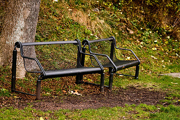 Image showing Benches in a park