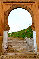 Image showing old door in morocco africa ancien and wall ornate green