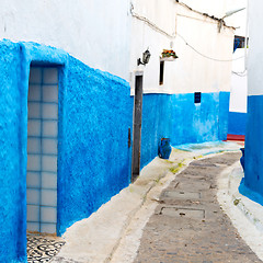 Image showing old door in morocco africa ancien and wall ornate   blue street