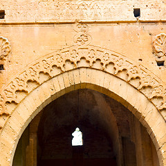 Image showing old door in morocco africa ancien and wall ornate   yellow