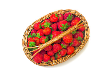 Image showing Basket of strawberries on a white background.
