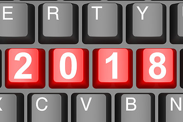 Image showing Year 2018 button on modern computer keyboard