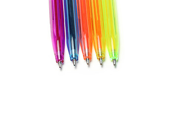 Image showing Colorful pens on white background