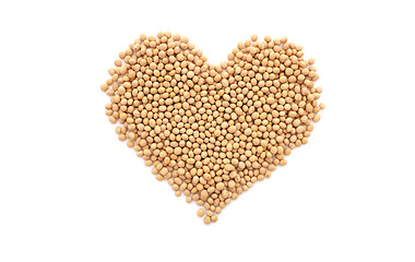 Image showing Soybeans, or soya beans, in a heart shape