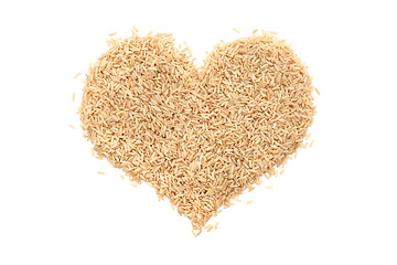 Image showing Long grain brown rice in a heart shape