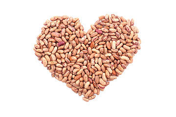 Image showing Cranberry beans, or borlotti beans in a heart shape