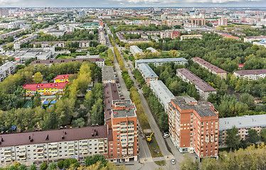 Image showing Aerial urbam view on Rizhskaya street. Tyumen