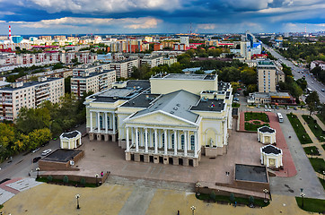 Image showing Bird eye view on city drama theater. Tyumen. Russia