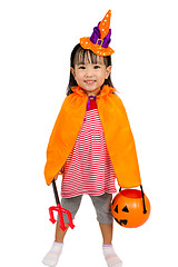 Image showing Asian Chinese Little girl celebrate Halloween.