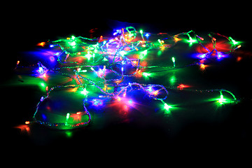 Image showing color christmas lights background