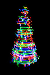 Image showing christmas tree from color lights