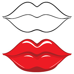 Image showing Vector illustration. Sexy red female lips