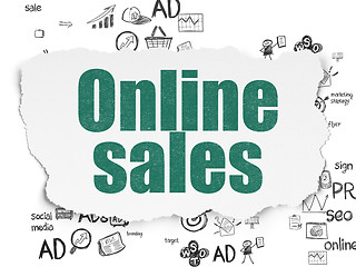 Image showing Marketing concept: Online Sales on Torn Paper background