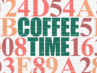 Image showing Time concept: Coffee Time on wall background