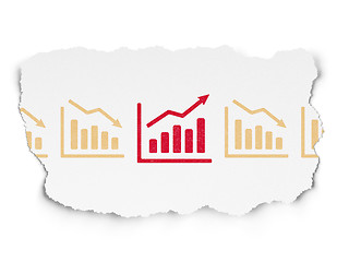 Image showing Business concept: growth graph icon on Torn Paper background