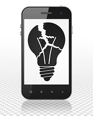 Image showing Business concept: Smartphone with Light Bulb on display