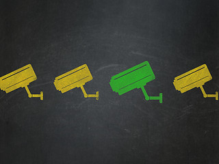 Image showing Safety concept: cctv camera icon on School Board background