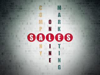 Image showing Marketing concept: word Sales in solving Crossword Puzzle