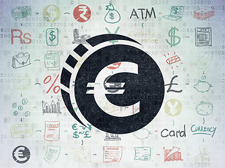 Image showing Banking concept: Euro Coin on Digital Paper background