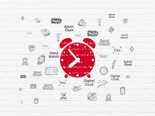 Image showing Time concept: Alarm Clock on wall background