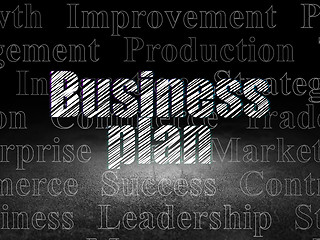 Image showing Business concept: Business Plan in grunge dark room