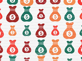 Image showing Business concept: Money Bag icons on wall background