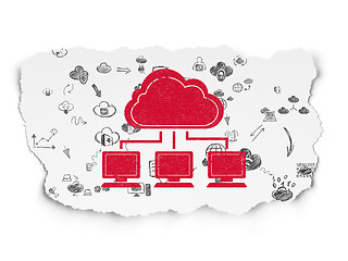 Image showing Cloud computing concept: Cloud Network on Torn Paper background