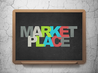 Image showing Marketing concept: Marketplace on School Board background