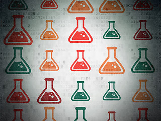 Image showing Science concept: Flask icons on Digital Paper background