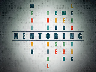 Image showing Studying concept: word Mentoring in solving Crossword Puzzle