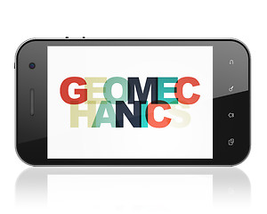 Image showing Science concept: Smartphone with Geomechanics on  display