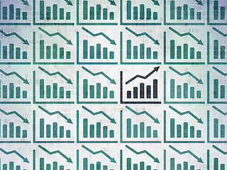 Image showing Business concept: growth graph icon on Digital Paper background