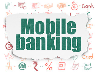 Image showing Money concept: Mobile Banking on Torn Paper background