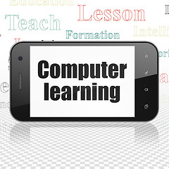 Image showing Studying concept: Smartphone with Computer Learning on display