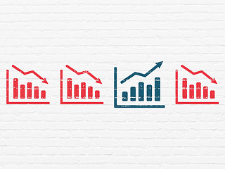 Image showing Finance concept: growth graph icon on wall background