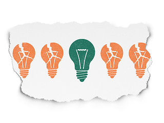 Image showing Business concept: light bulb icon on Torn Paper background