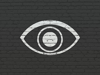 Image showing Privacy concept: Eye on wall background