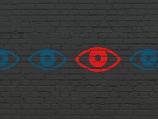 Image showing Security concept: eye icon on wall background