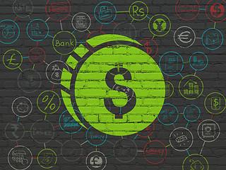 Image showing Banking concept: Dollar Coin on wall background