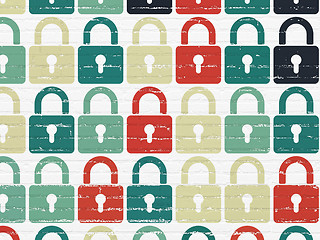 Image showing Information concept: Closed Padlock icons on wall background